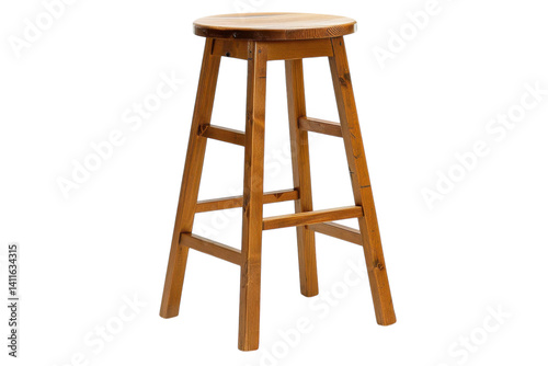 A rustic wooden stool stands elegantly on a bright, minimalistic backdrop, inviting warmth and charm into any space isolated on transparent background