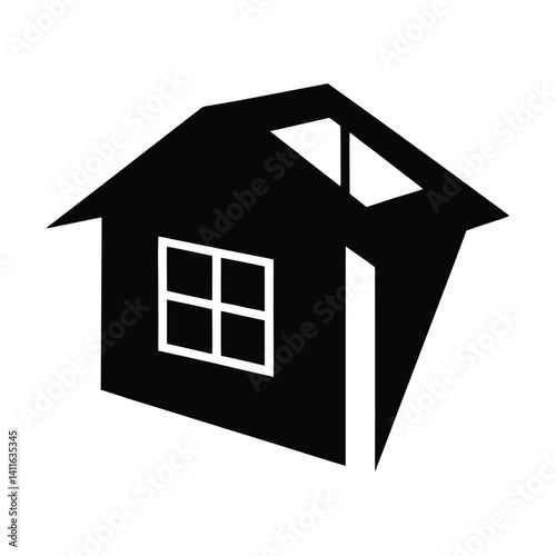 Simple black and white illustration of a house.