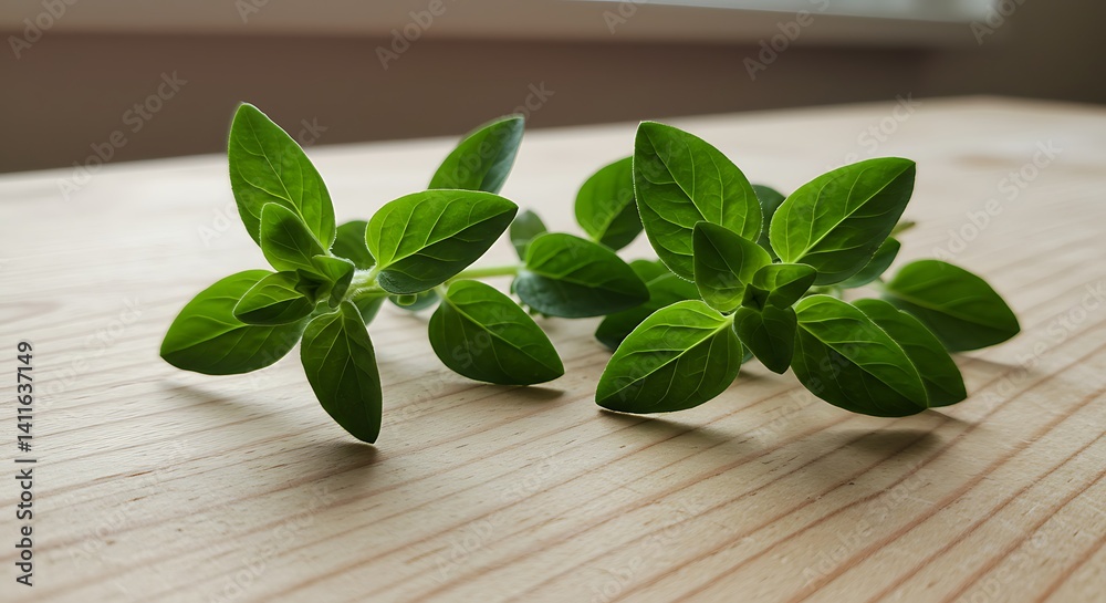Fresh Oregano Sprigs: A Serene Still Life Fresh Oregano Sprigs: A Serene Still Life