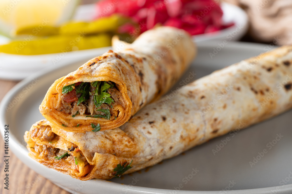 Delicious turkish kebab tantuni