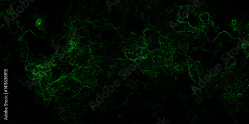 Abstract digital background with faint, glowing green electric lines and fluid. Mysterious, high-tech, and cybernetic atmosphere. Nebula-inspired void, with glowing filaments and deep.