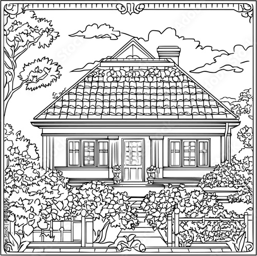 Craftsman style Post office coloring book design, Craftsman style Post office vector graphic