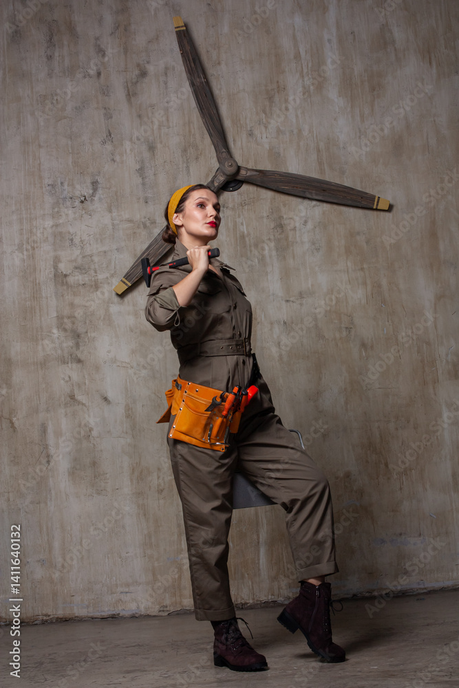 Obraz premium Person in military jumpsuit with utility belt