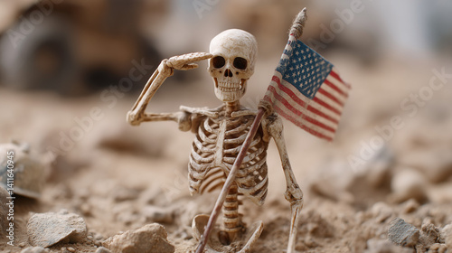 Skeleton Saluting American ...