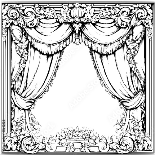Baroque style Theatre coloring book design, Baroque style Theatre vector image