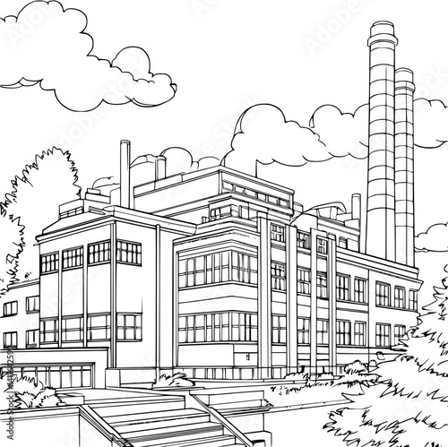 Bauhaus style Government building coloring book design, Bauhaus style Government building vector image