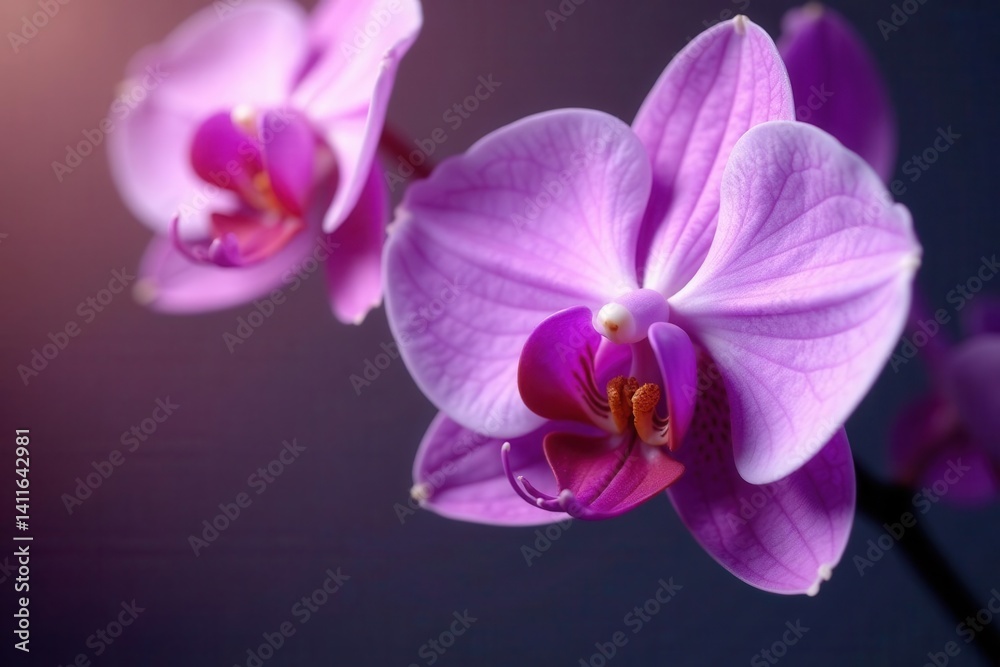 Delicate purple orchid petals, vibrant hues, soft texture, blossom, design, background Delicate purple orchid petals, vibrant hues, soft texture, blossom, design, background