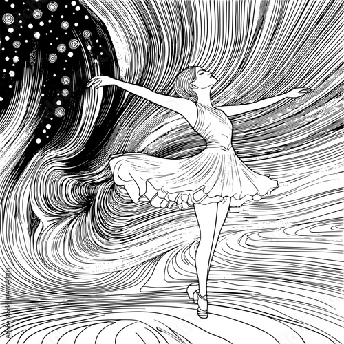 Contemporary style Dance studio coloring book design, Contemporary style Dance studio vector image