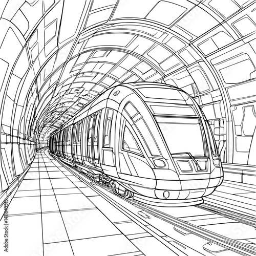 Contemporary style Transit hub coloring book design, Contemporary style Transit hub vector image