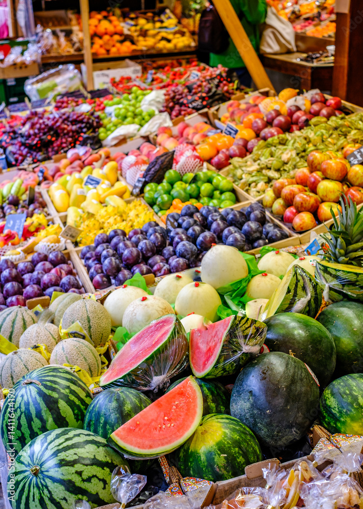 custom made wallpaper toronto digitalVibrant collection of fresh fruits and vegetables displayed at a bustling market in summer