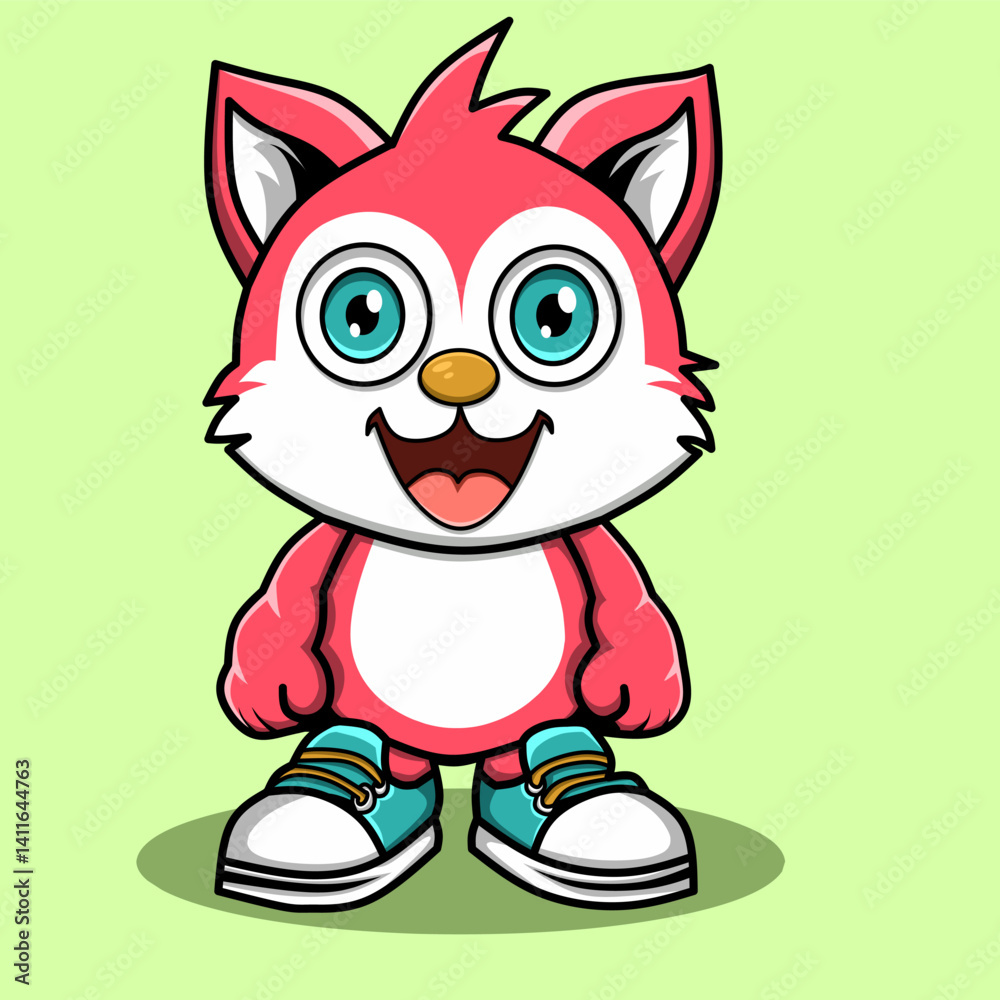 Fototapeta premium Cute smiling fox wearing shoes 
