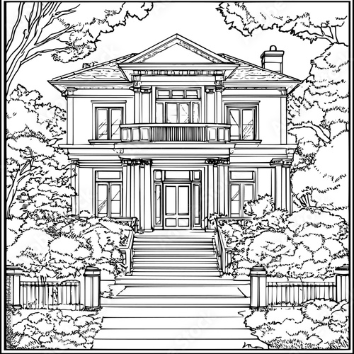 Contemporary style Recreation facility coloring book design, Contemporary style Recreation facility vector illustration