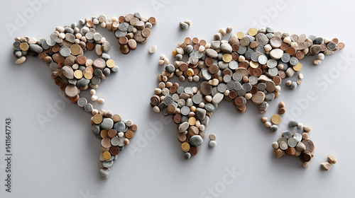 World Map Crafted with Ston...