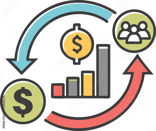 Business Circle Loop Process, Money & Teamwork, Growth with Transparent Background