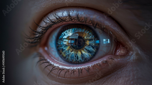 Extreme close-up of a human iris, ultra-detailed, macro photography