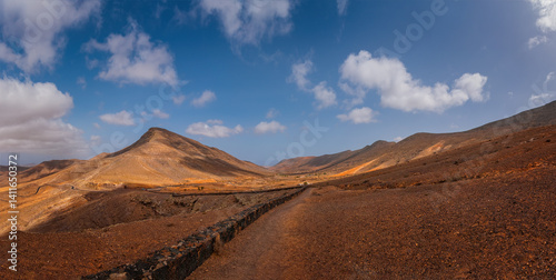 Landscape of fields and mountains near Antigua village, Fuerteventura, Canary Islands, Spain