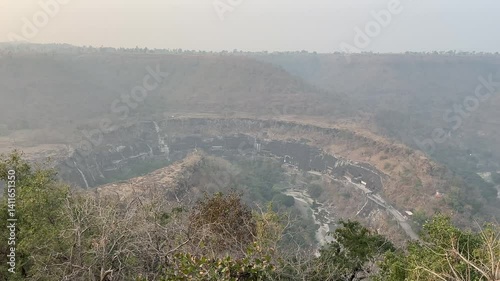 High Angle View of Arch of Ajanta Ancient Caves, India