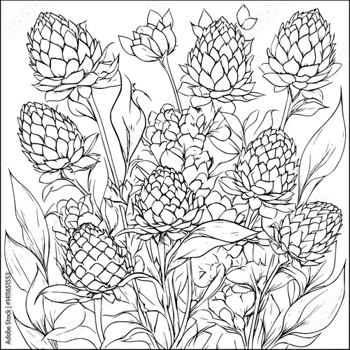 Modern Farmhouse style Brewery coloring book design, Modern Farmhouse style Brewery illustration art