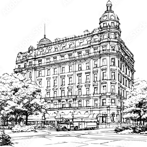 Victorian style Hospital coloring book design, Victorian style Hospital illustration art