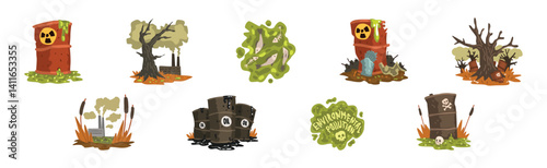Environmental Pollution with Toxic Nuclear Waste Vector Set