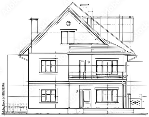 Blueprint design of Duplex, Duplex line art vector graphic