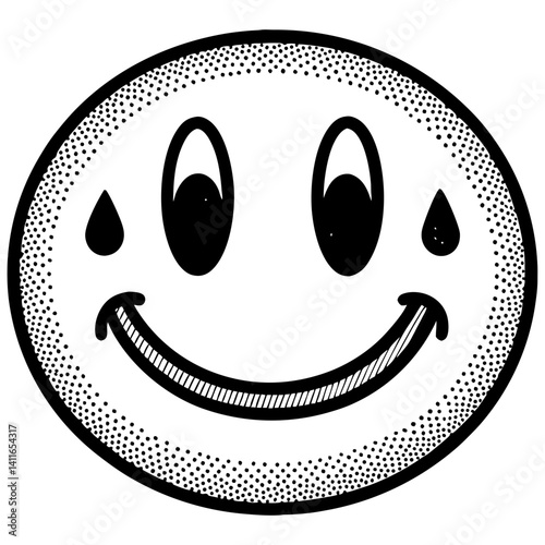 Happy Smiley Face with Tears Illustrating Mixed Emotions for Art Projects and Merchandise