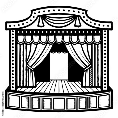 Theatrical Stage Design with Curtains Elaborate Stage Backdrop for Performance Art