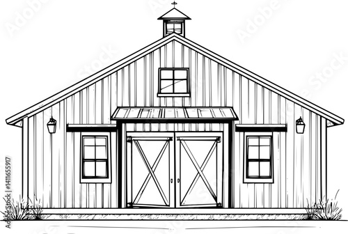 Ranch blueprint line art, Ranch vector image