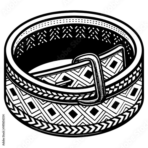 Intricate Geometric Pattern Leather Bracelet Design with Stylish Fastener for Fashion Accessories
