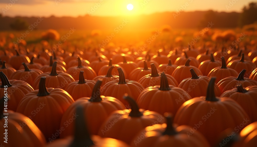 Obraz premium Pumpkin Patch at Sunset