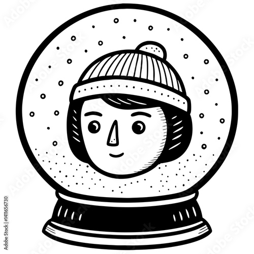 Snow Globe featuring a smiling character with a winter hat for cozy holiday designs