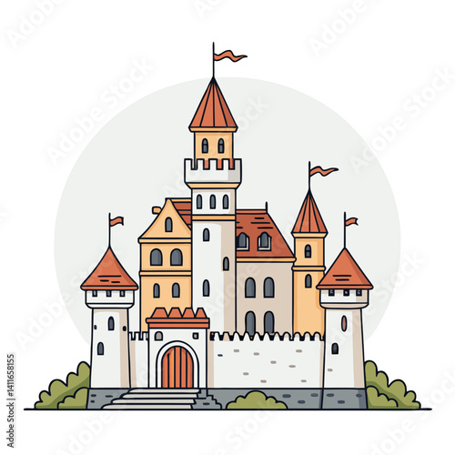 Charming Fairytale Castle Vector Design Ideal for Children's Illustrations and Storybooks