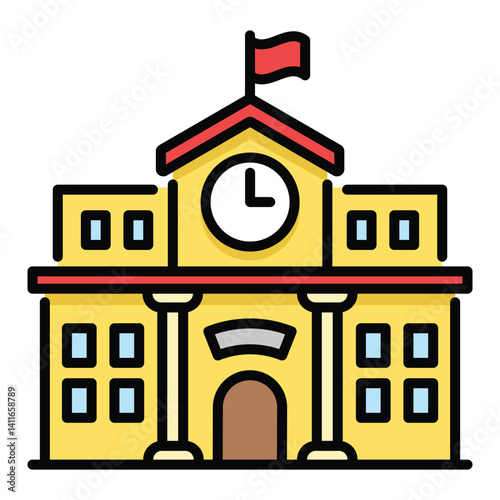 Educational institution color icon with editable stroke, featuring a symbol representing a college or university