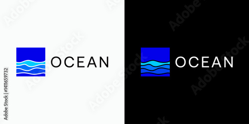Ocean wave shape vector logo design with modern, simple, clean and abstract style. Icon for business, and personal branding.