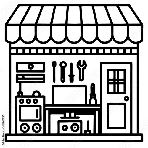 Handcrafted Shop Front with Tools Appliances and Equipment for DIY Projects