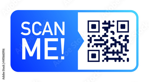 QR code scan me sticker color style on white background for mobile app and payment vector