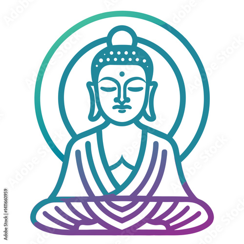 Meditating Buddha Illustration Spiritual Tranquility Symbol for Mindfulness and Yoga