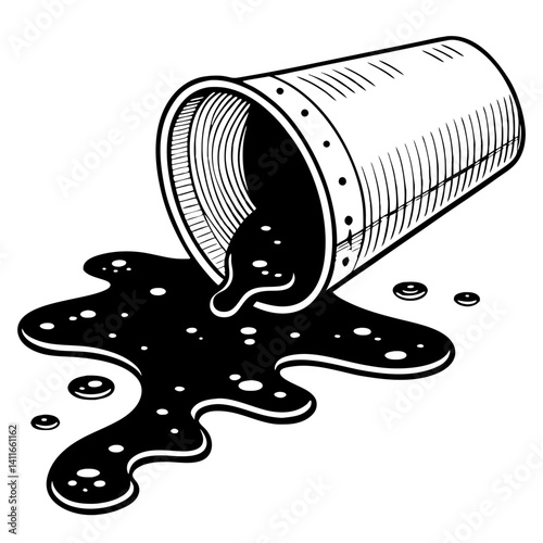 Spilled Drink Illustration Featuring Cup and Liquid for Creative Projects and Designs
