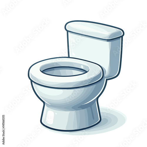 White toilet with tank in minimalist style on light background. Perfect for bathroom fixtures, home renovation, and sanitary equipment catalogs.