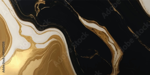 An elegant marble design with natural textures, featuring mesmerizing black and golden ocean wave patterns that add a touch of luxury and style to any room