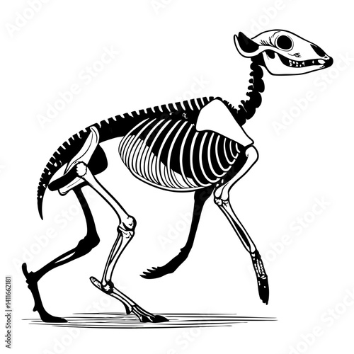 Playful Dog Skeleton Illustration for Educational Use Tattoo Design and Coloring Activities