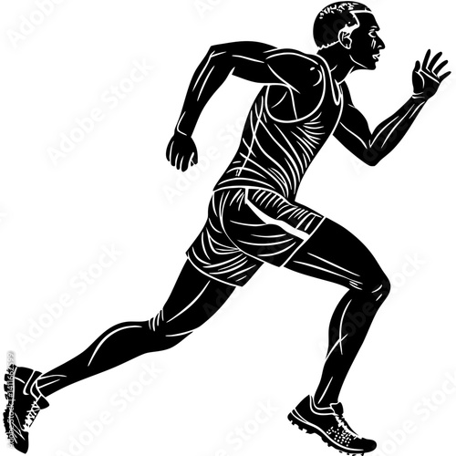 Dynamic Running Athlete in Motion Vector Illustration for Sports and Fitness Designs