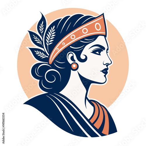 Elegant Female Figure with Laurel Headpiece and Historic Attire for Design and Illustration