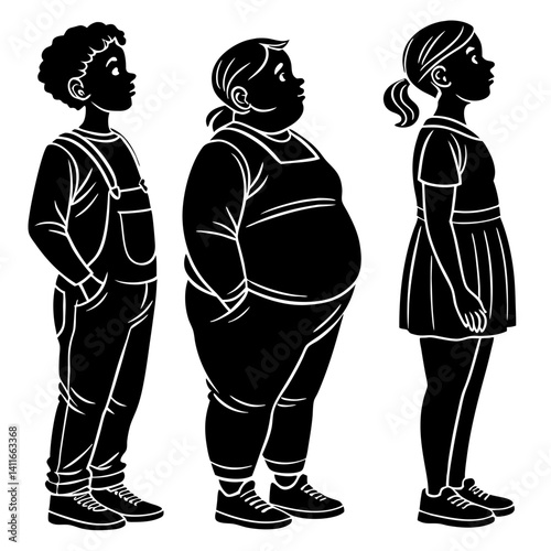 Diverse Children Silhouettes Displaying Various Body Types for Inclusive Design Projects