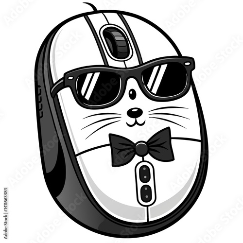 Stylish Mouse Character Wearing Sunglasses and Bowtie Fun Design for Tech Enthusiasts
