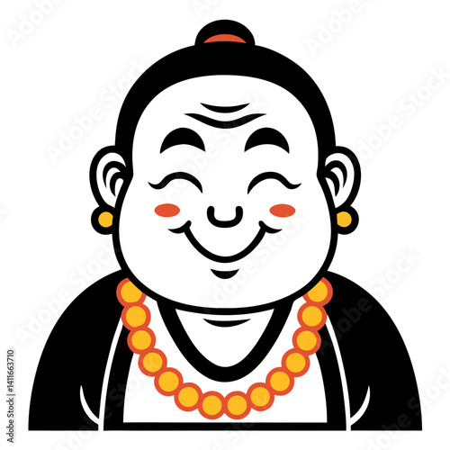 Happy Buddha Face Illustration for Meditation and Spiritual Wellness Designs