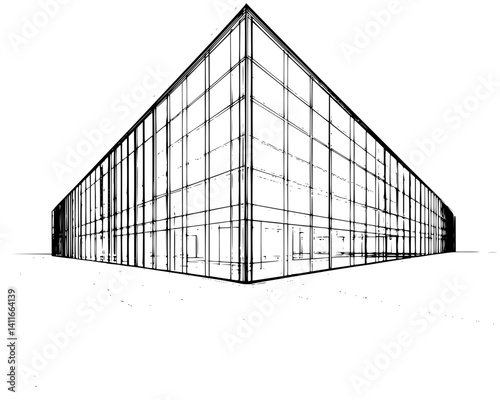 Exhibition center blueprint line art, Exhibition center illustration art