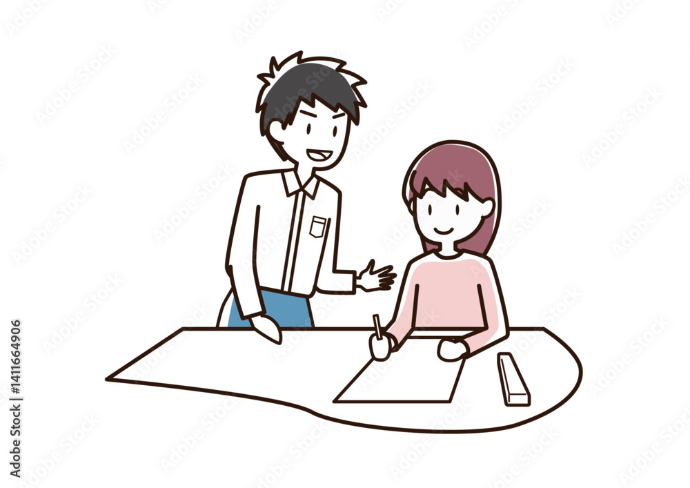 勉強を教えてもらっている子供 05 勉強を教えてもらっている子供 05