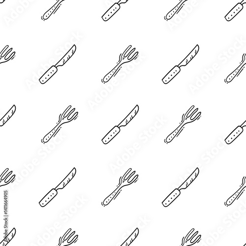 kitchen utensil pattern. kitchenware seamless pattern. doodle kitchen background
