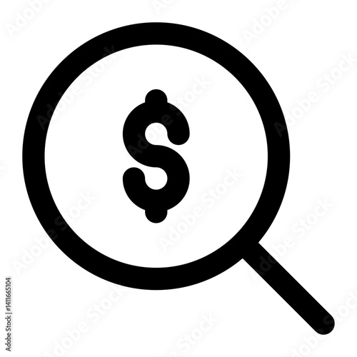 search money dollar magnifier. minimalist outline icon for web and app